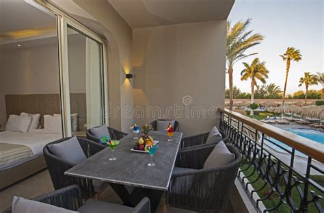 Patio Terrace by a Swimming Pool of Luxury Hotel Resort Room Stock ...