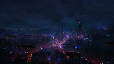 Wallpaper : dark, futuristic city, digital art, science fiction, Eric Lee 1920x1080 ...