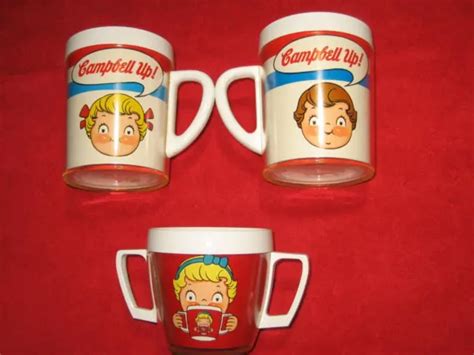 3 VINTAGE CAMPBELL'S Soup Kids Mugs Thermo-Serv West Bend Insulated Campbell Up! $9.99 - PicClick