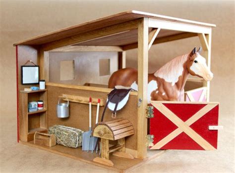 Two stall horse stable with tack room diorama | Horse stables, Diy horse barn, Toy horse stable