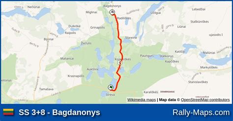 SS 3+8 - Bagdanonys stage map | Rally Kauno Ruduo 2005 [LARČ] 🌍 | Rally-Maps.com