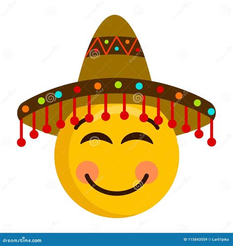 Happy Emoji with a Mexican Hat Stock Vector - Illustration of mood, humor: 115843559