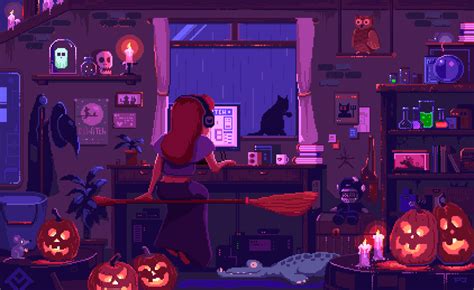 Halloween Chill on Behance | Pixel art landscape, Cool pixel art, Pixel art background