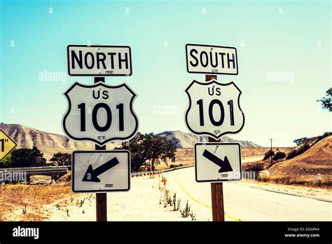 U.S. Highway 101 North and South road signs. California, United Stock ...