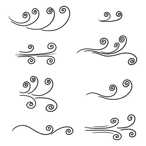 Doodle of wind gust isolated on a white background. hand drawn vector ...