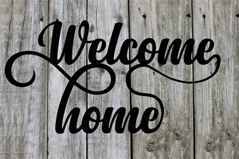 Welcome Home Script Metal Word Sign Rustic Metal Sign | Etsy