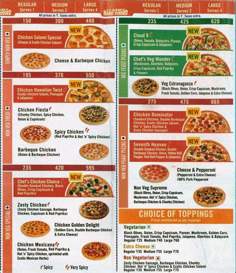 Domino's Pizza Menu, Menu for Domino's Pizza, Sector 12, Faridabad, Delhi NCR