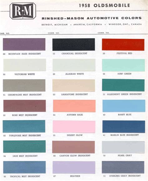 Vintage Oldsmobile Colors - Vintage Paint