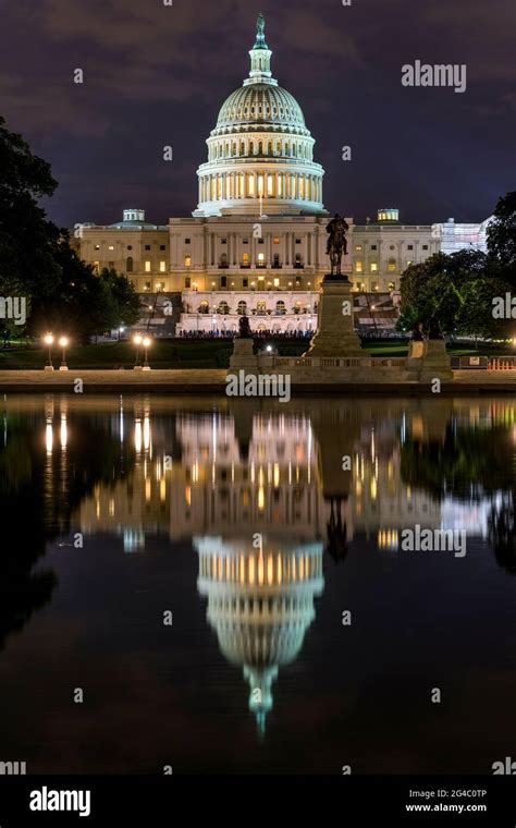 The Capitol at Night - A night vertical view of west side of U.S ...