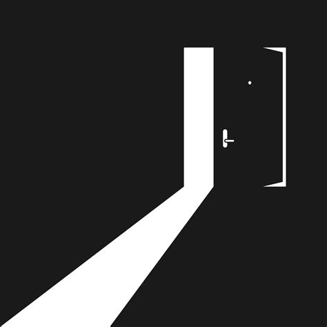 Open Door in dark room symbol of hope or solution. 3370990 Vector Art ...