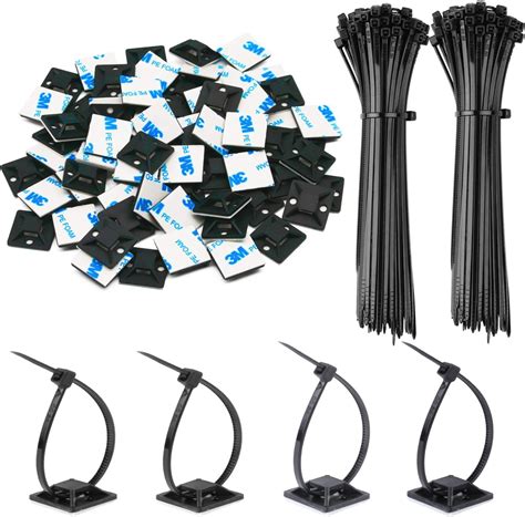 Buy 140 Pack Zip Tie Adhesive Mounts Self Adhesive 3M Cable Tie Base Holders with Multi-Purpose ...