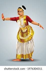 Kerala Traditional Dance Performance Mohiniyattam Vector Stock Vector ...