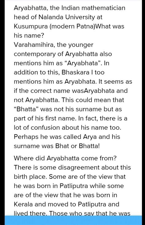 (1) Write a Biography on Aryabhata (atleast 1-2 pages) - Maths - Fractions and Decimals ...