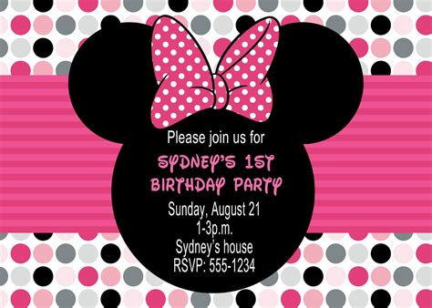 Minnie Mouse Birthday Party Invitations | Drevio Invitations Design