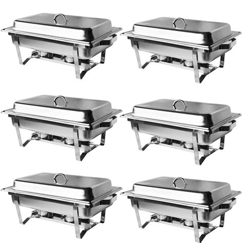 6 Pack Catering Stainless Steel Chafer Chafing Dish Sets 8QT Full Size Buffet 721071402745 | eBay