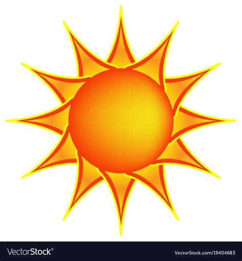 Sun with yellow rays Royalty Free Vector Image