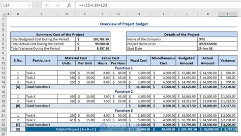 How to Create a Project Budget in Excel - Easy Steps