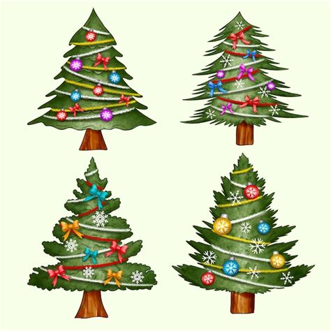 Premium Vector | Watercolor christmas tree collection