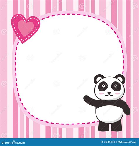 Cute Pink Frame Background With Cute Panda Illustration Stock Vector - Illustration of girl ...