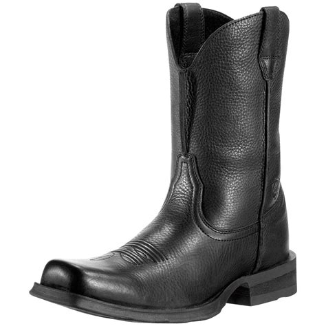 Men's Ariat® 11" Rambler Square Toe Cowboy Boots, Black - 282383, Cowboy & Western Boots at ...