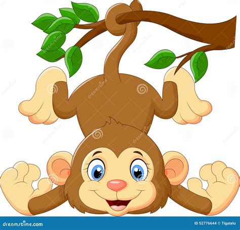 Cartoon Funny Monkey On A Tree Stock Vector - Image: 52776644