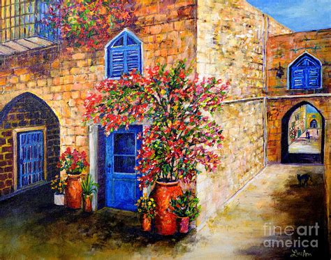 Greek Bouganvillia Painting by Lou Ann Bagnall