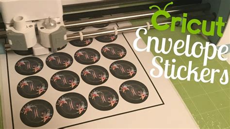 a close up of a machine with some stickers on it and the words cricut envelope stickers