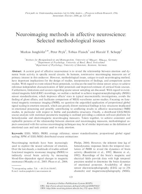 (PDF) Neuroimaging methods in affective neuroscience: selected methodological issues | Markus ...