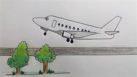 Drawing a plane easy| How to draw an airplane takeoff scene - YouTube