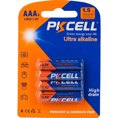 PKCELL 1.5V AAA Ultra Alkaline Battery 4-Pack