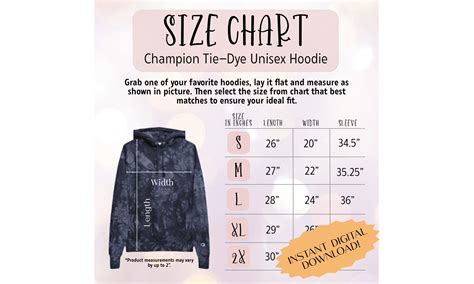 Champion Hoodie Size Chart Unisex Tie Dye Hoodie Size Chart Sizing Champion Unisex Sizing Flat ...