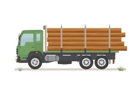 Best Silhouette Of A Log Truck Illustrations, Royalty-Free Vector ...