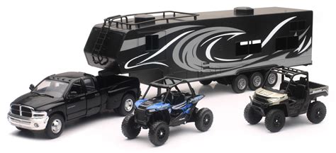 NEW-RAY - 37046 - REPLICA TRUCK/TOY HAULER/UTVS RAM DUALLY/TRAILER/POL UTV - Walmart.com