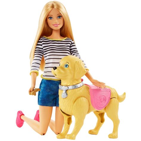 Barbie Walk & Potty Pup Set with Doll & Tail-Activated Pooping Puppy ...