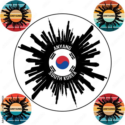 Anyang South Korea Flag Skyline Silhouette Anyang South Korea Lover Travel Souvenir Sticker ...