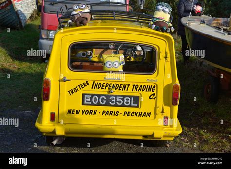 Replica of the Trotters yellow Reliant Regal van in County Donegal Ireland Stock Photo - Alamy