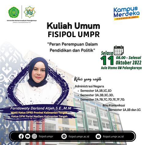 Kembali Adakan Kuliah Umum, FISIPOL UMPR Hadirkan Faridawaty Darland Atjeh, S.E.,M.M sebagai ...