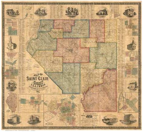 Reproductions of historic maps, bird's eye views, and more. | Saint clair, Wall maps, Vintage map