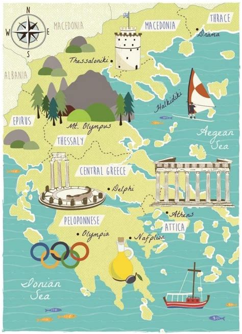 Pin by GOD BLESS on BEAUTIFUL GREEK STYLES AND DESIGNS | Greece map, Illustrated map, Map