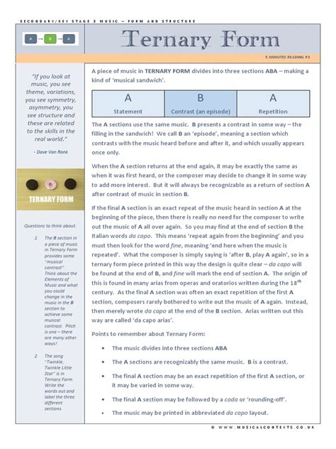 Ternary Form Reading | PDF | Aria | Classical Music