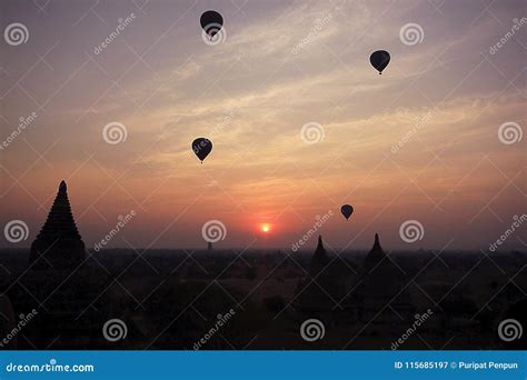 Morning Sunrise at Bagan City, Thousands of Pagodas. Stock Image ...