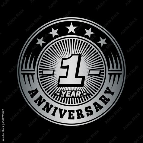 1 year anniversary celebration logo design. Vector and illustration. Stock Vector | Adobe Stock