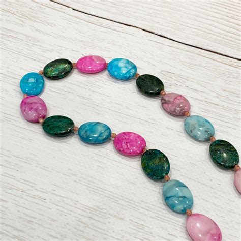 Colorful Necklace Multicolor Bead Necklace Bright Color - Etsy