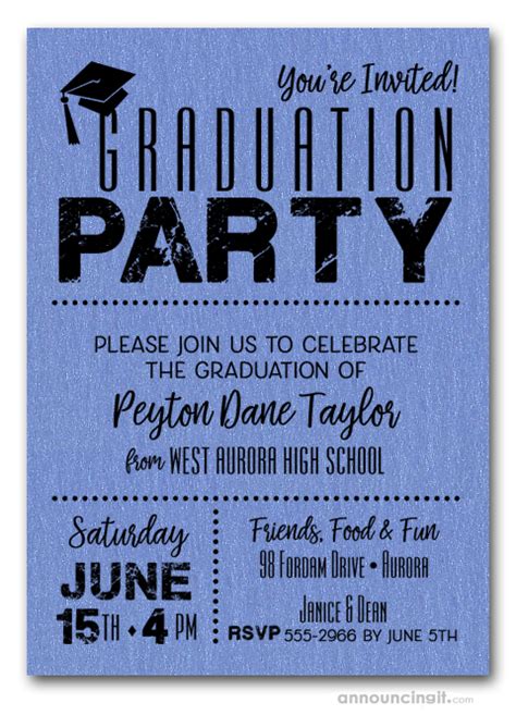 Shimmery Blue Dotted Graduation Party Invitations