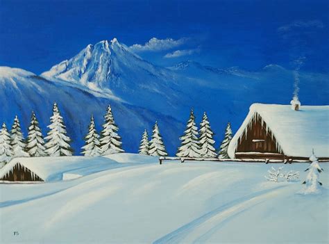 Original Acrylic Painting Winter House - Etsy Canada