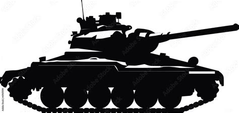 Silhouette of modern main battle tank. Side view. Flat vector. AI generated illustration. Stock ...