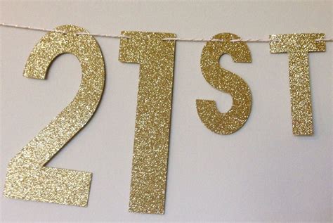 Gold Glitter Happy 21st Birthday Banner ~ Birthday Banner ~ Gold ...