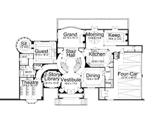 Dysart Castle 6140 - 5 Bedrooms and 4 Baths | The House Designers | Castle floor plan, Castle ...