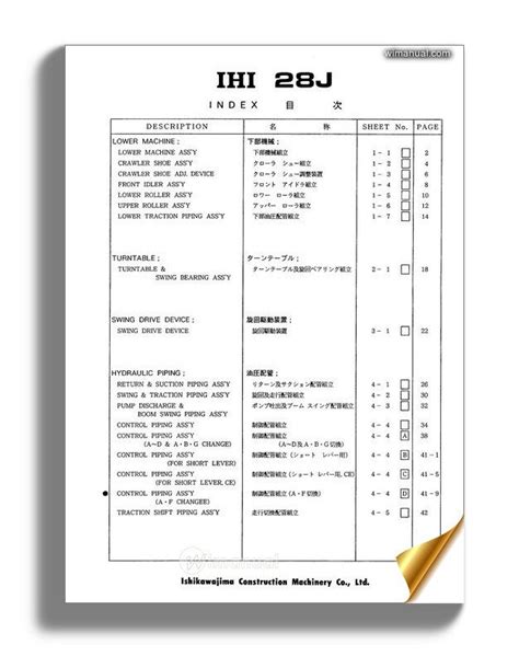 Ihi Mini Excavator 28j Parts Catalog