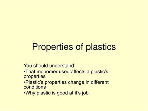 PPT - Properties of plastics PowerPoint Presentation, free download ...